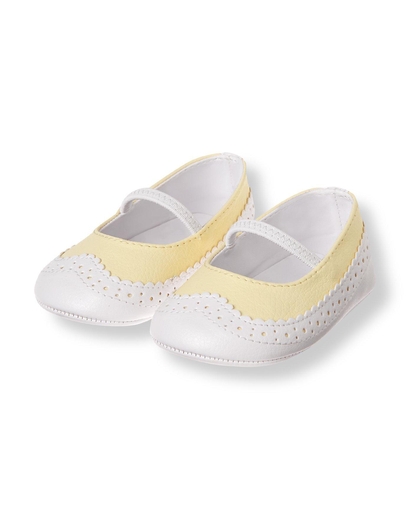 Newborn Light Lemon Wing Tip Crib Shoe by Janie and Jack