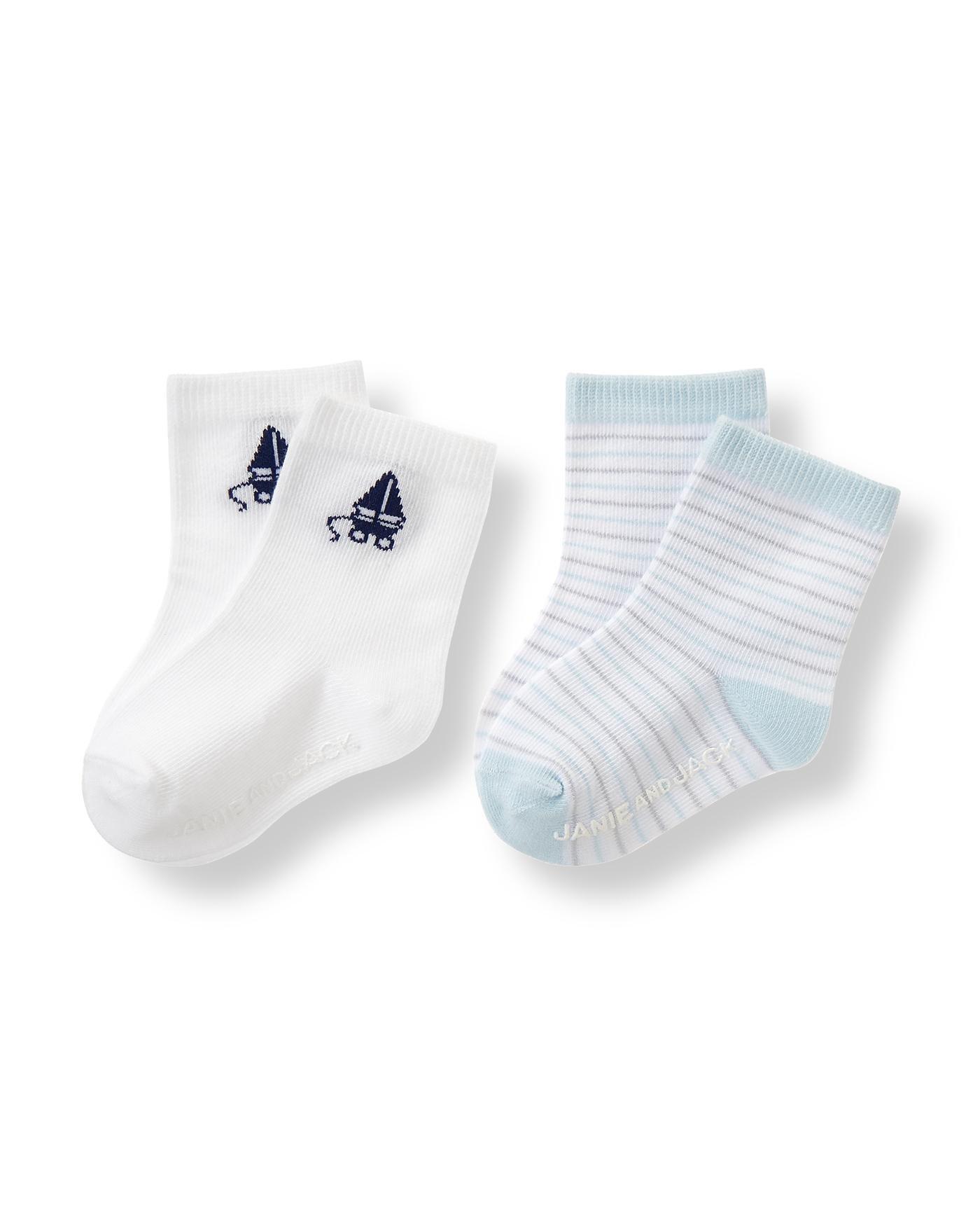 Striped Toy Sailboat Sock Two-Pack image number 0