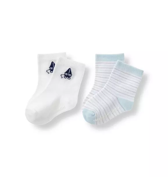 Striped Toy Sailboat Sock Two-Pack image number 0