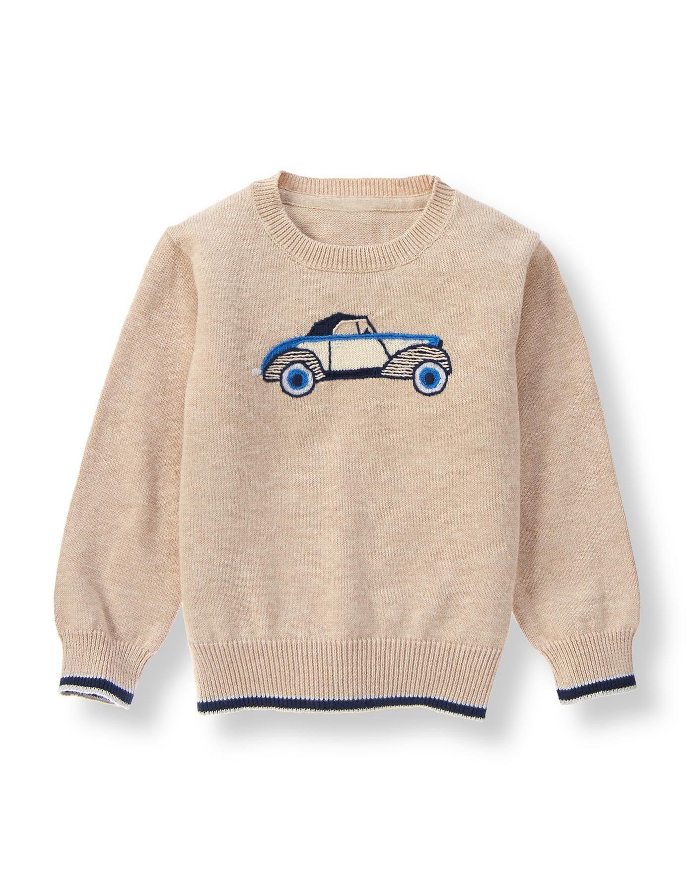 Boys Beige Classic Car Sweater at JanieandJack