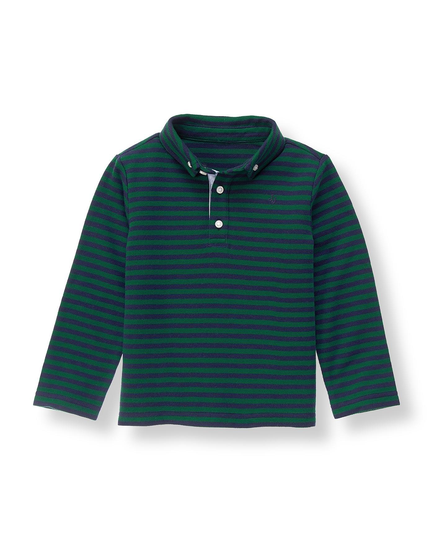 Striped Long Sleeve Pique Polo image number 0
