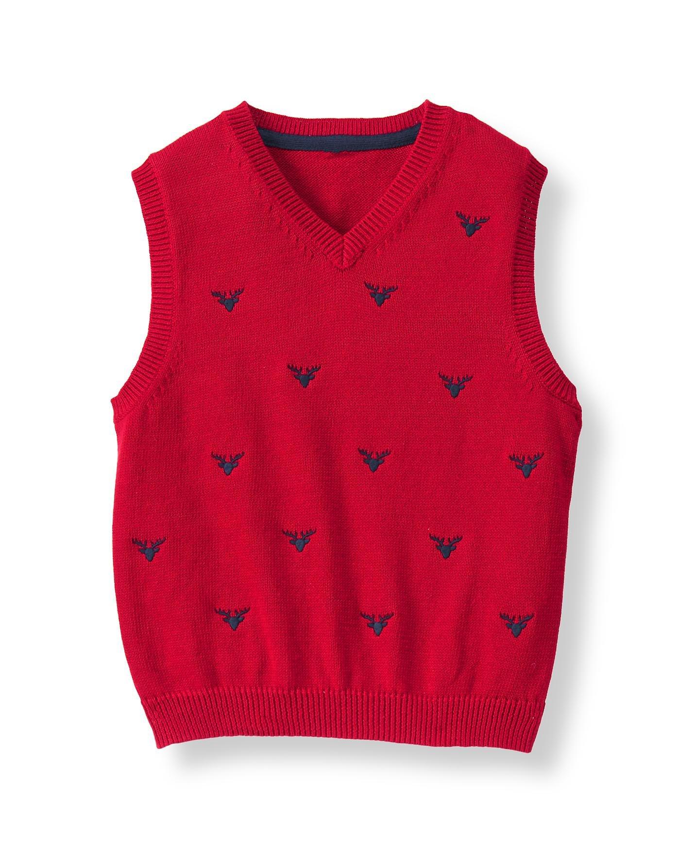 Embroidered Reindeer Sweater Vest image number 0