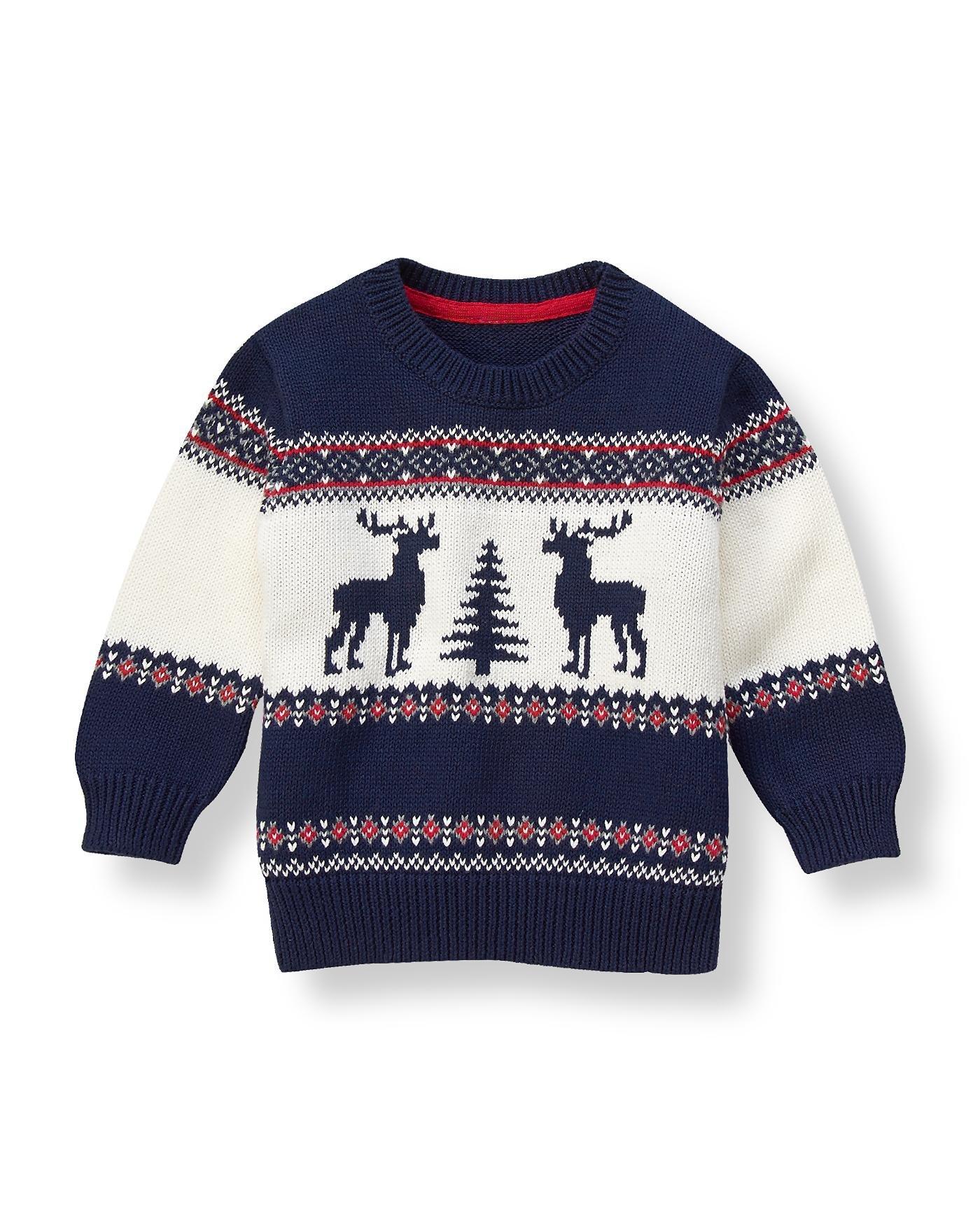 Boy Navy Reindeer Fair Isle Sweater by Janie and Jack