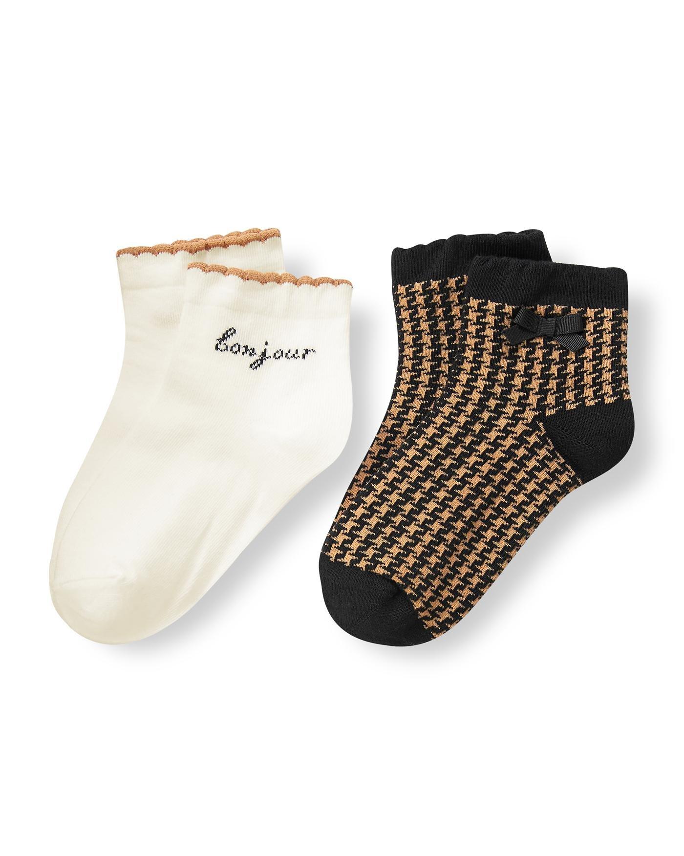 Accessories Butterscotch Bonjour Houndstooth Sock TwoPack by Janie and