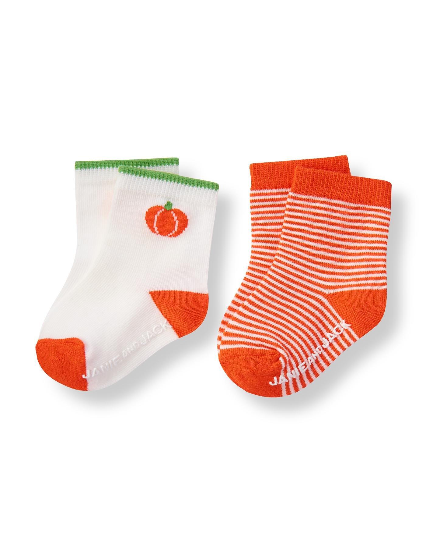 Striped Pumpkin Sock Two-Pack image number 0