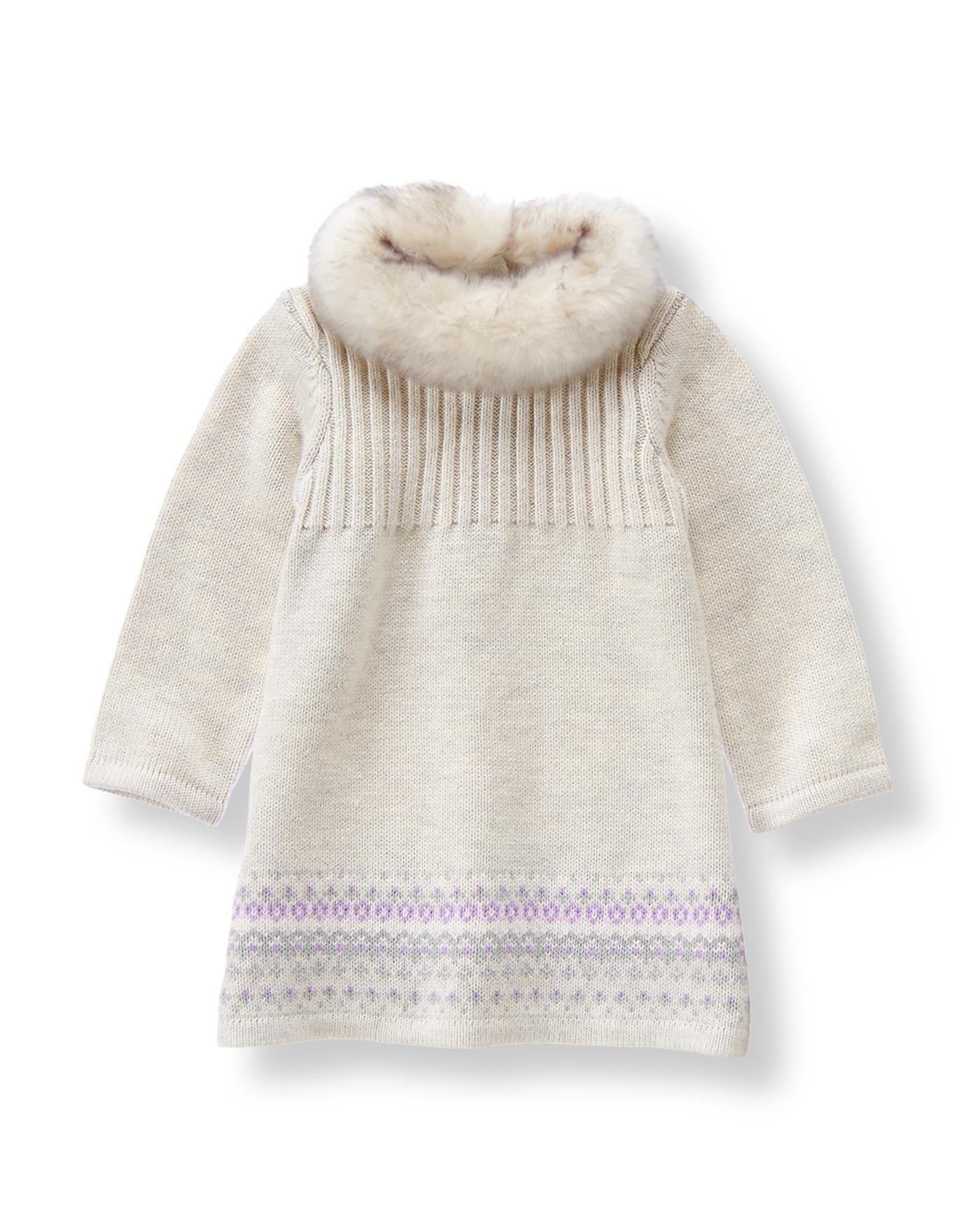 Faux Fur Trim Sweater Dress image number 0