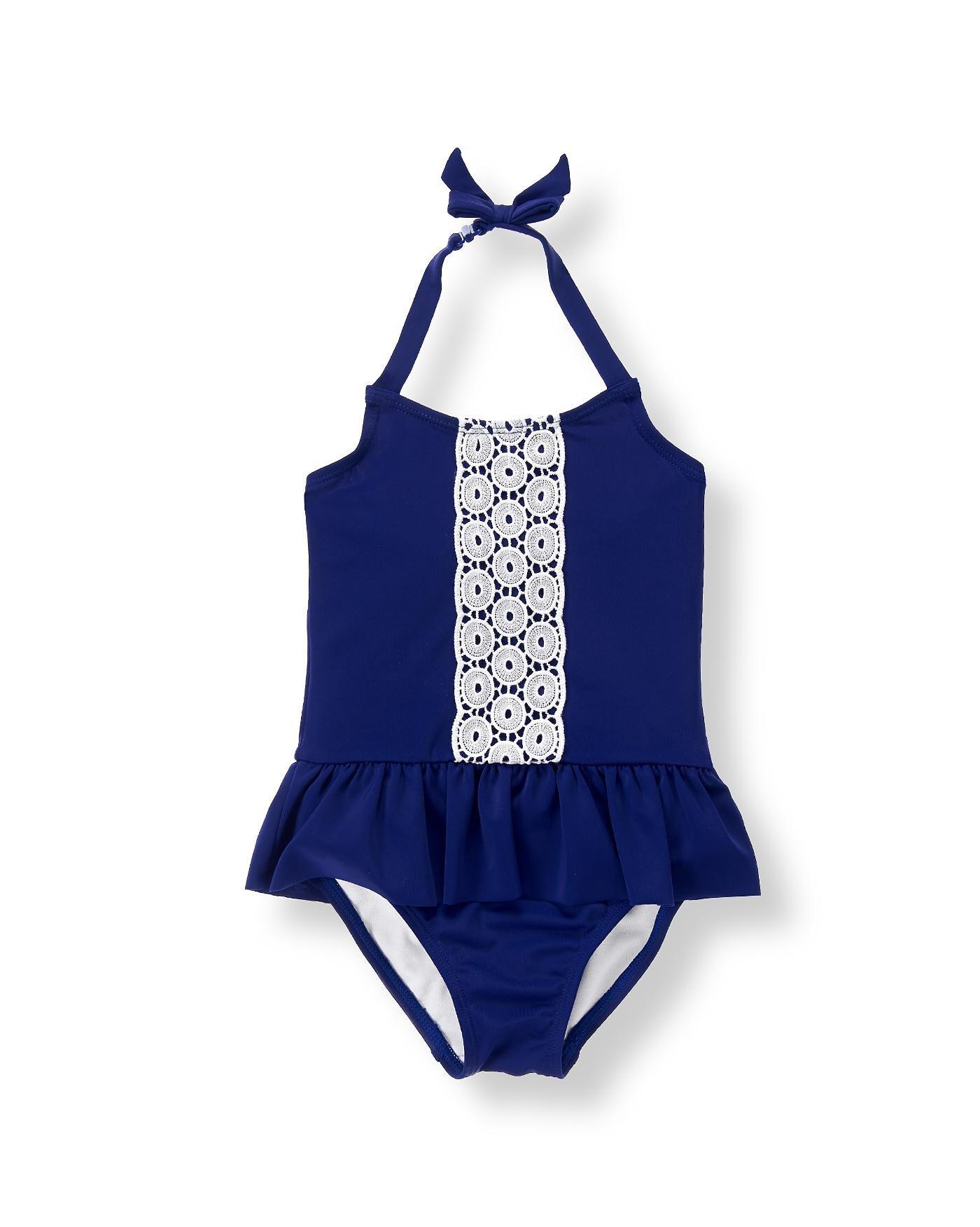 Royal Blue Lace Panel Swimsuit at JanieandJack