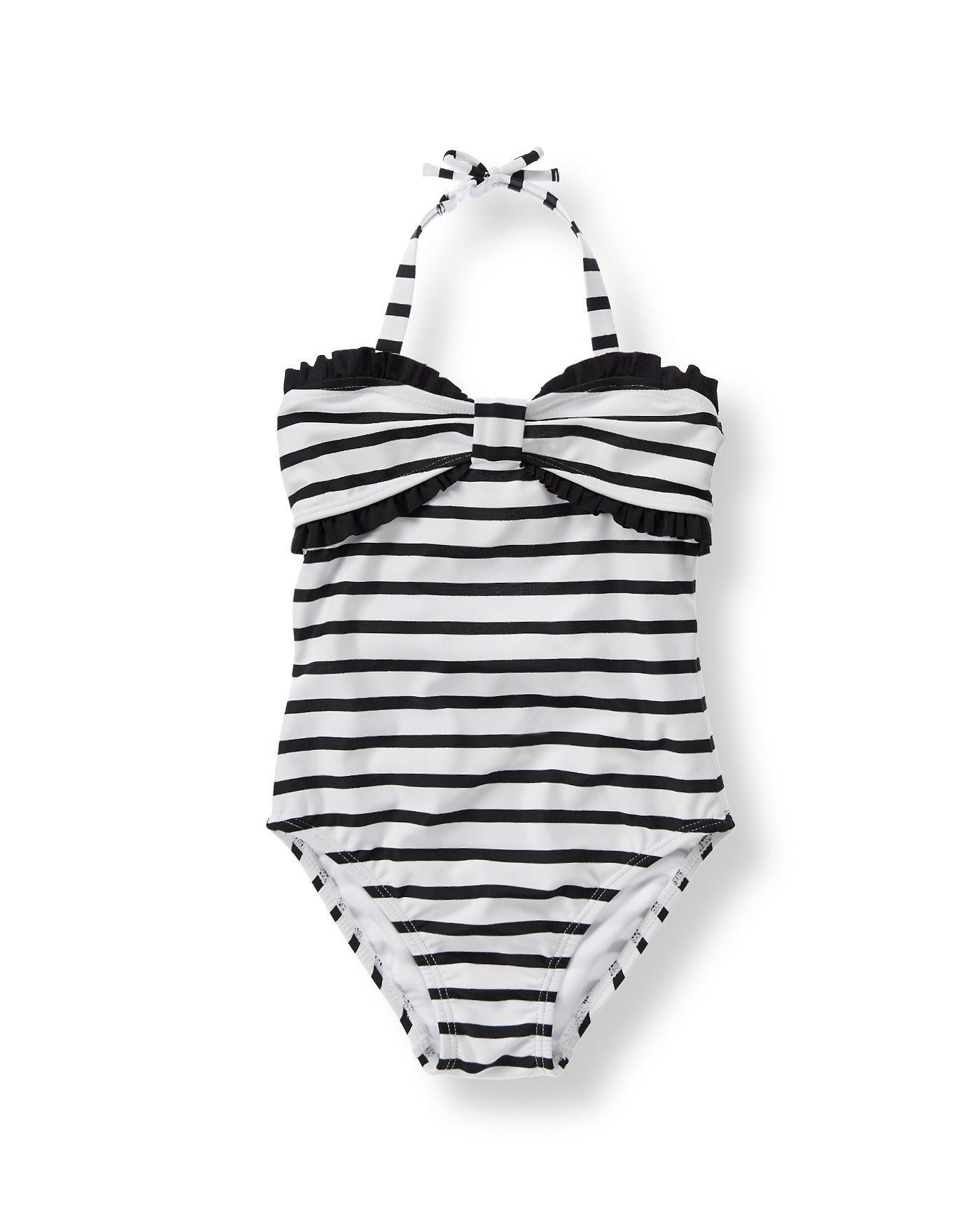 black and white striped swimsuit