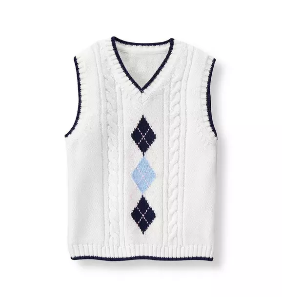 Boy White Argyle Sweater Vest by Janie and Jack