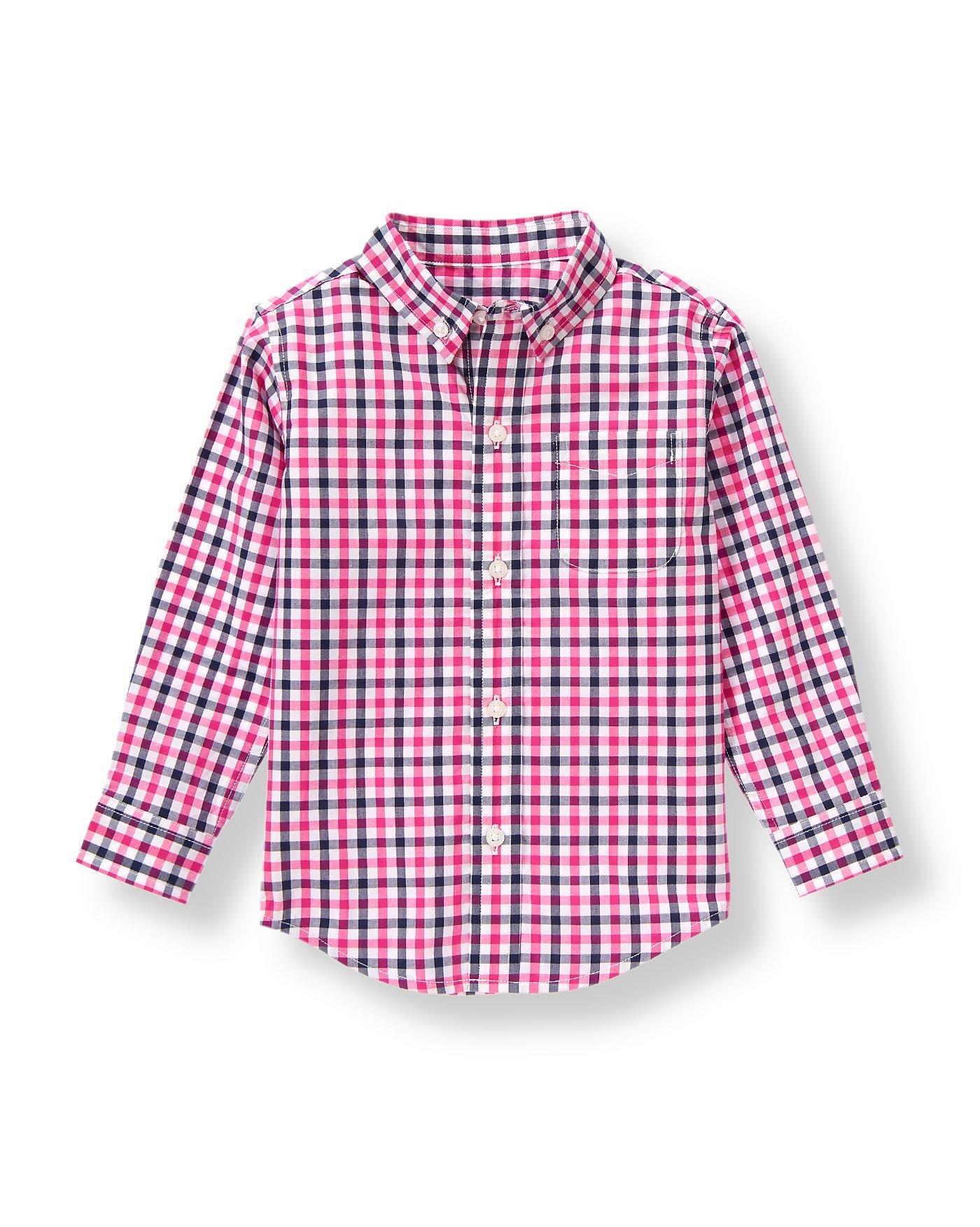 Deep Pink Gingham Gingham Shirt at JanieandJack