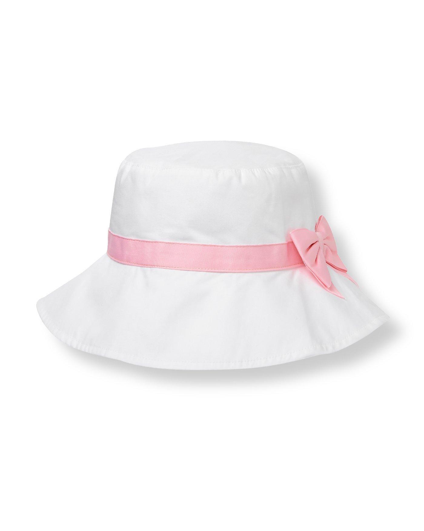 Girl White Bow Bucket Hat by Janie and Jack