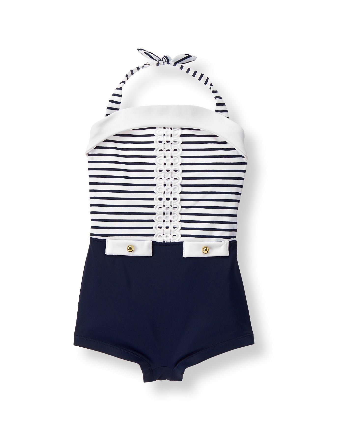 Girl Navy Stripe Nautical Striped Swimsuit by Janie and Jack