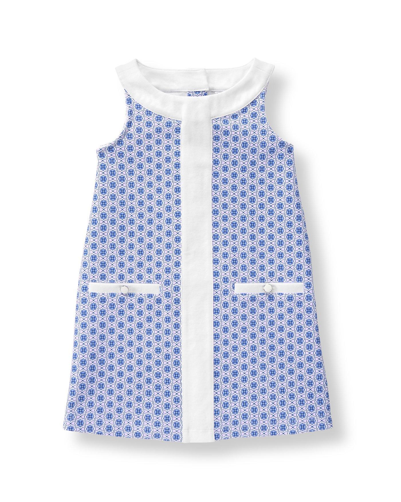 blue and white tile print dress TILE FLORAL DRESS main image 0