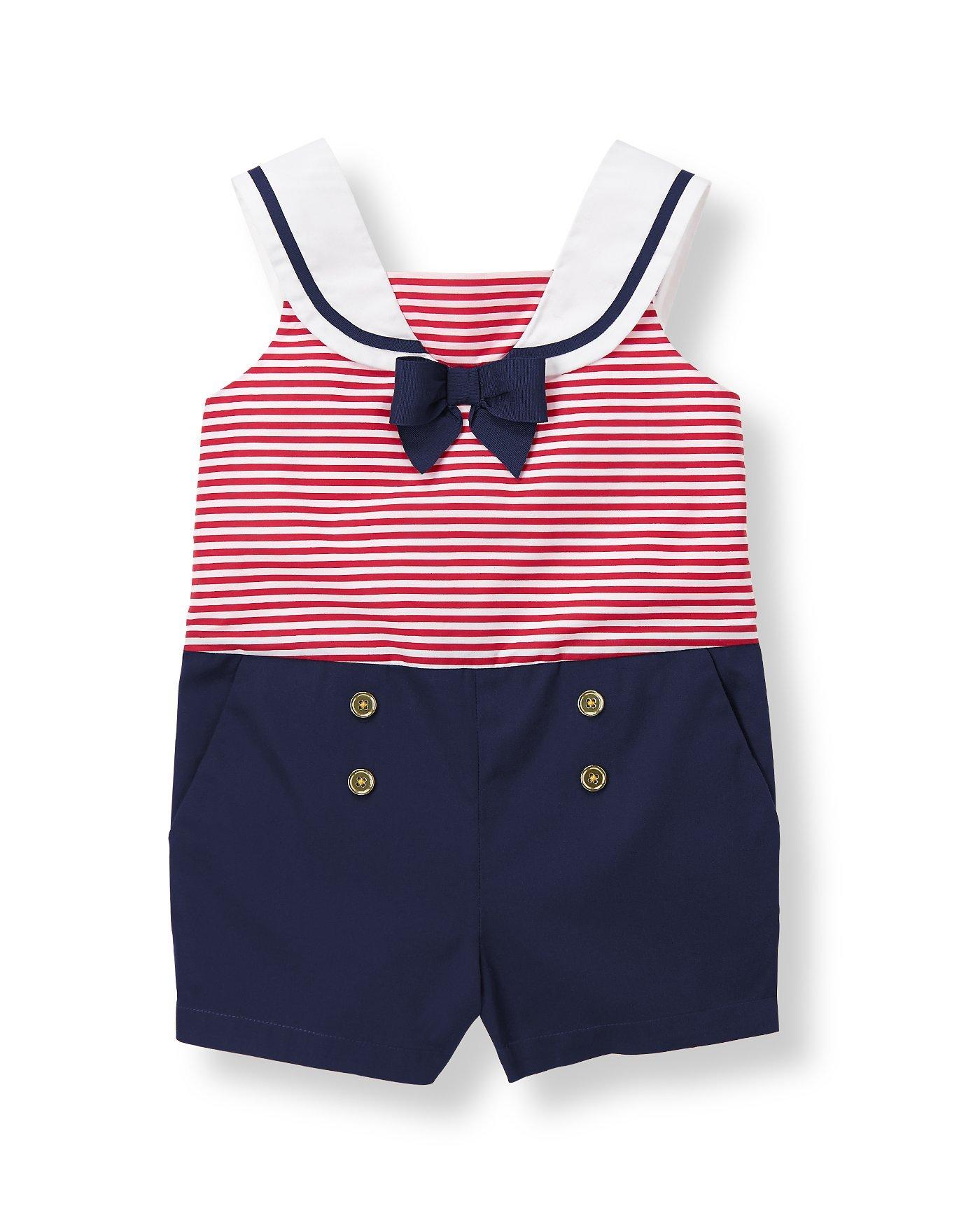 Girl Americana Red Stripe Sweet Sailor Romper by Janie and Jack