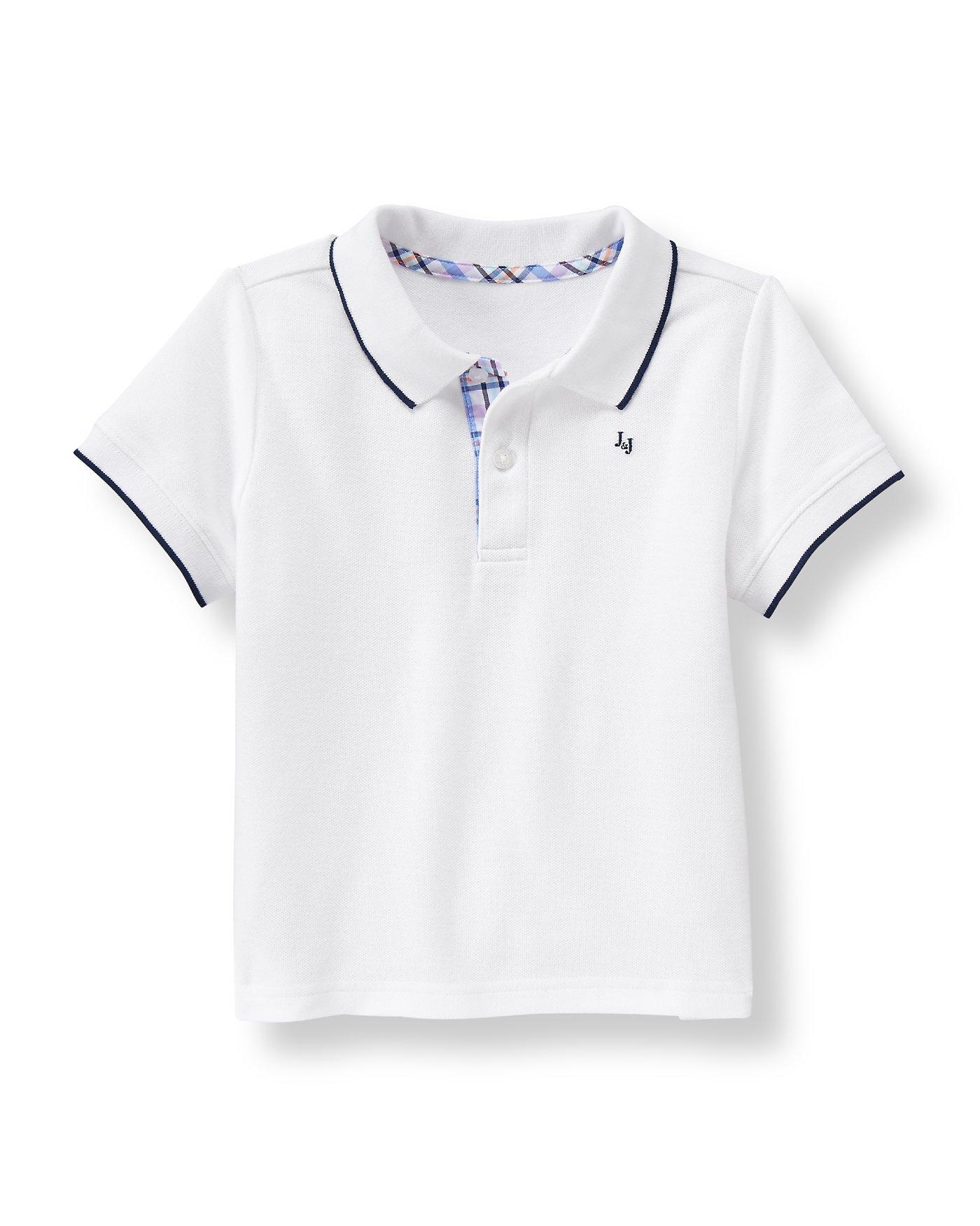 Boy White Pique Polo Shirt by Janie and Jack