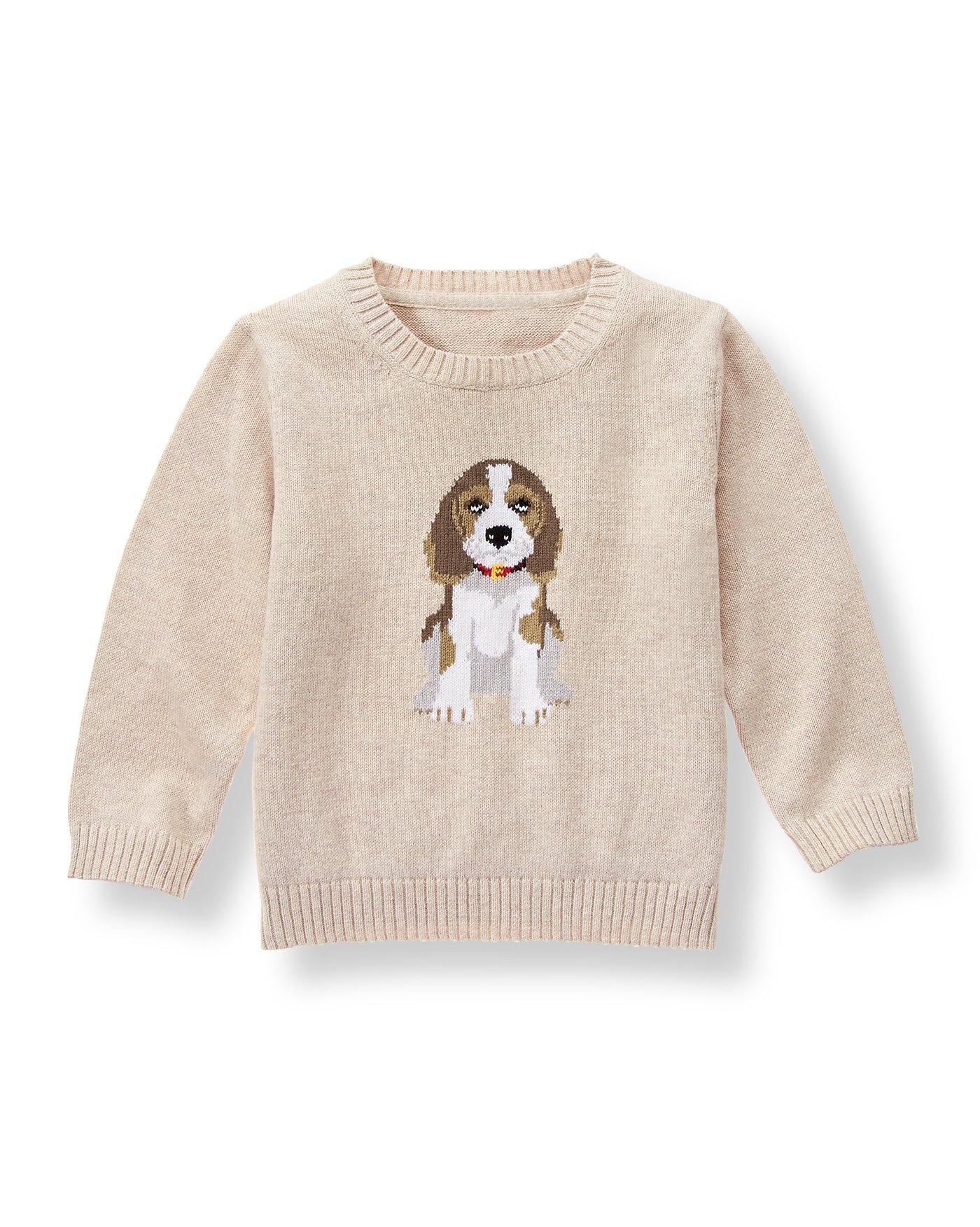 Boy Heather Khaki Dog Sweater by Janie and Jack