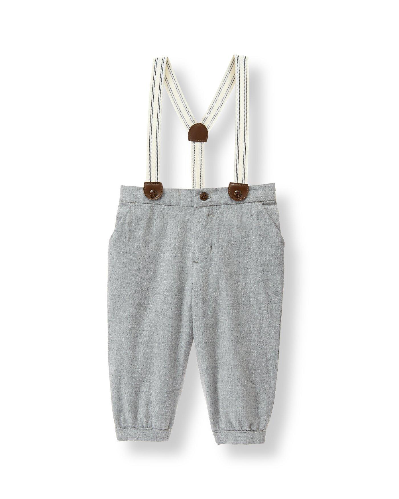 Heather Grey Twill Suspender Pant at JanieandJack