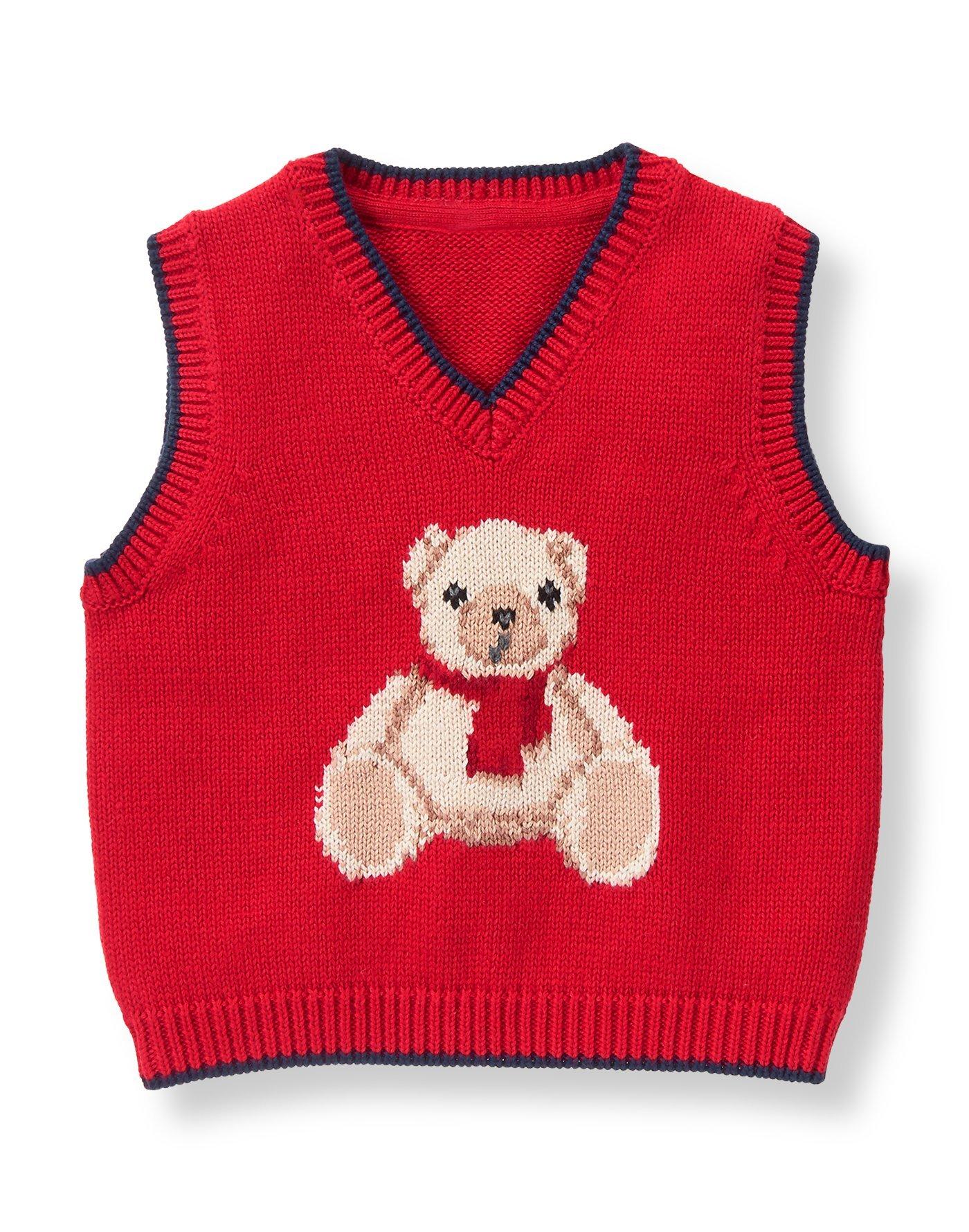 Newborn Crimson Teddy Bear Sweater Vest by Janie and Jack