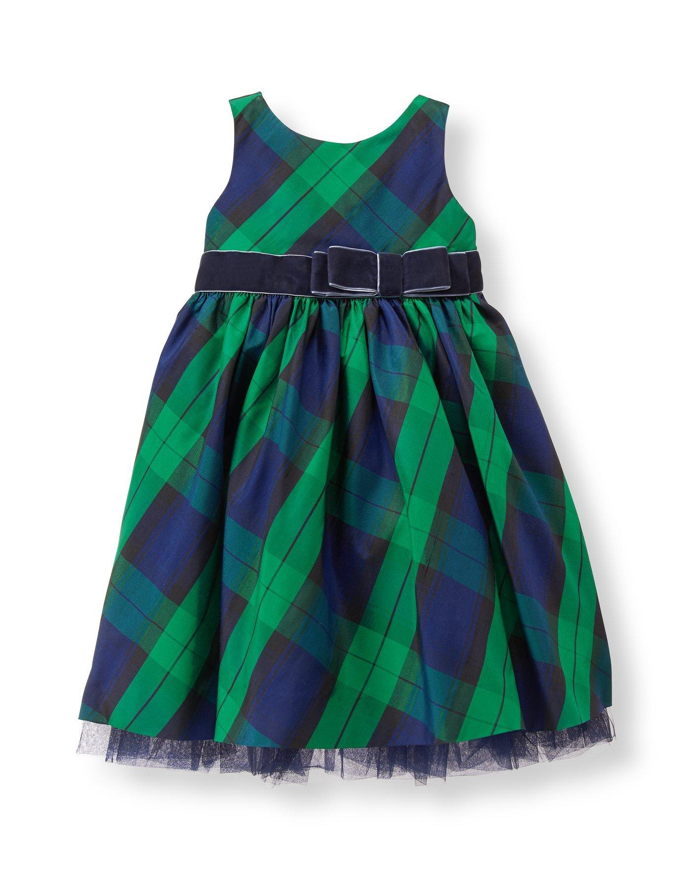 blue and green plaid dress