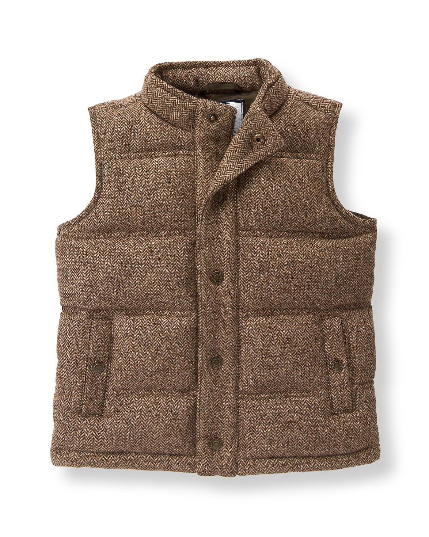 Boy Birch Brown Herringbone Herringbone Puffer Vest by Janie and Jack