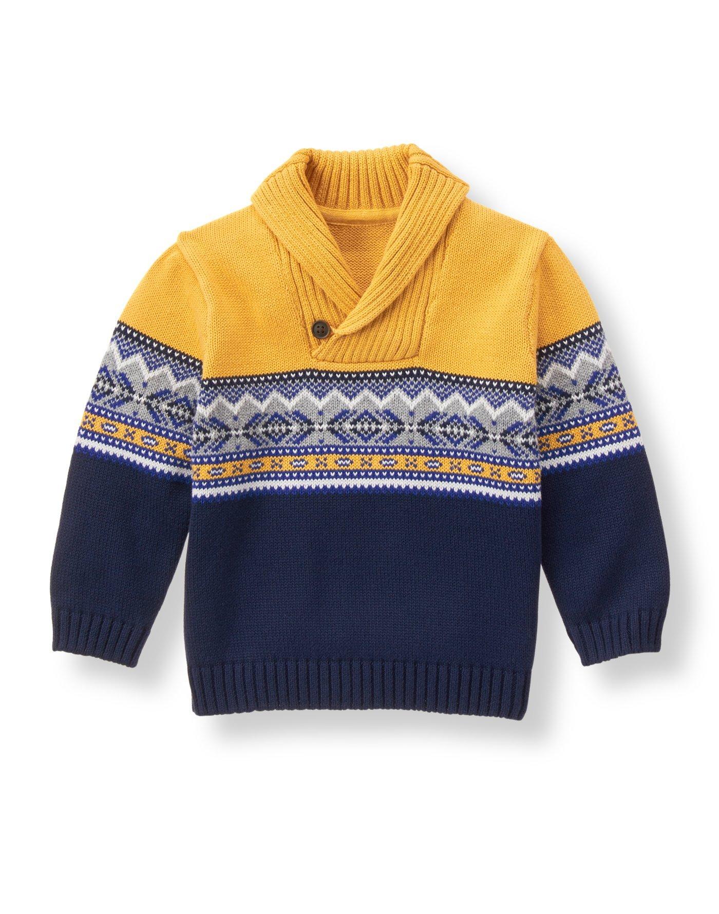 Boy Honey Yellow Fair Isle Sweater by Janie and Jack