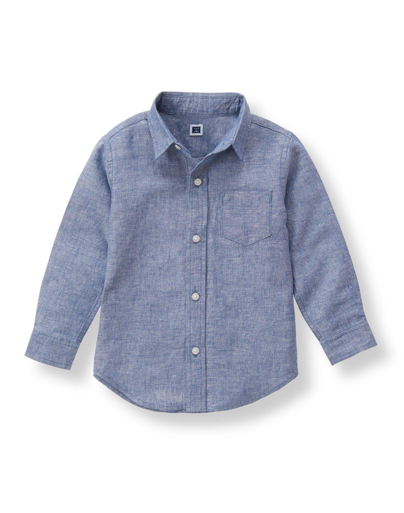 Boy Chambray Blue Linen Blend Shirt by Janie and Jack