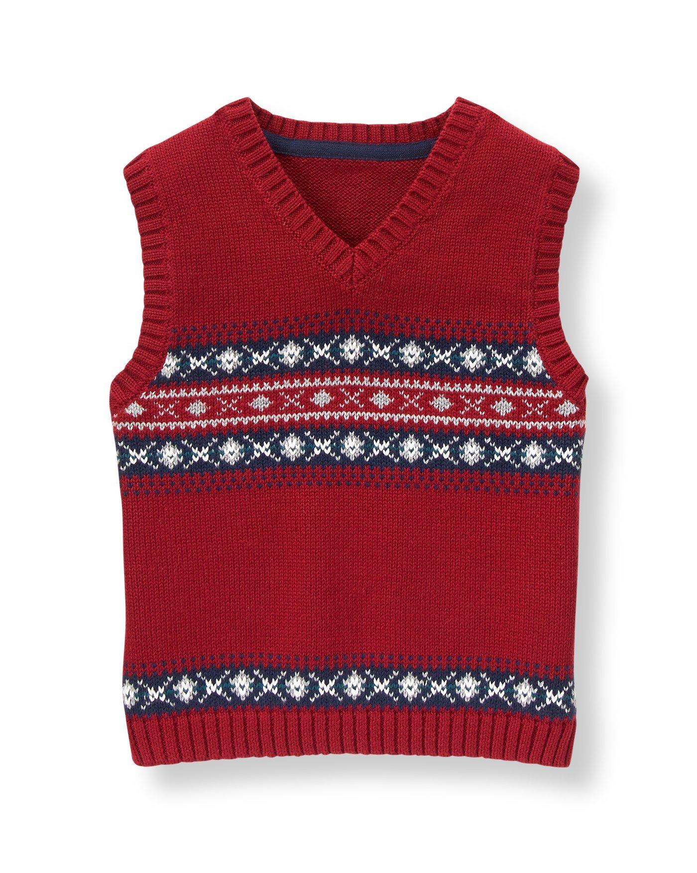Boy Deep Crimson Fair Isle Sweater Vest by Janie and Jack
