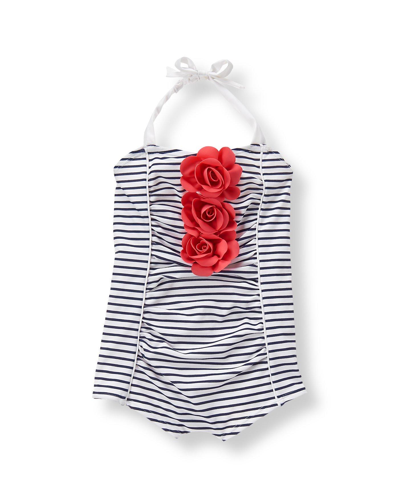 Striped Rosette Swimsuit image number 0