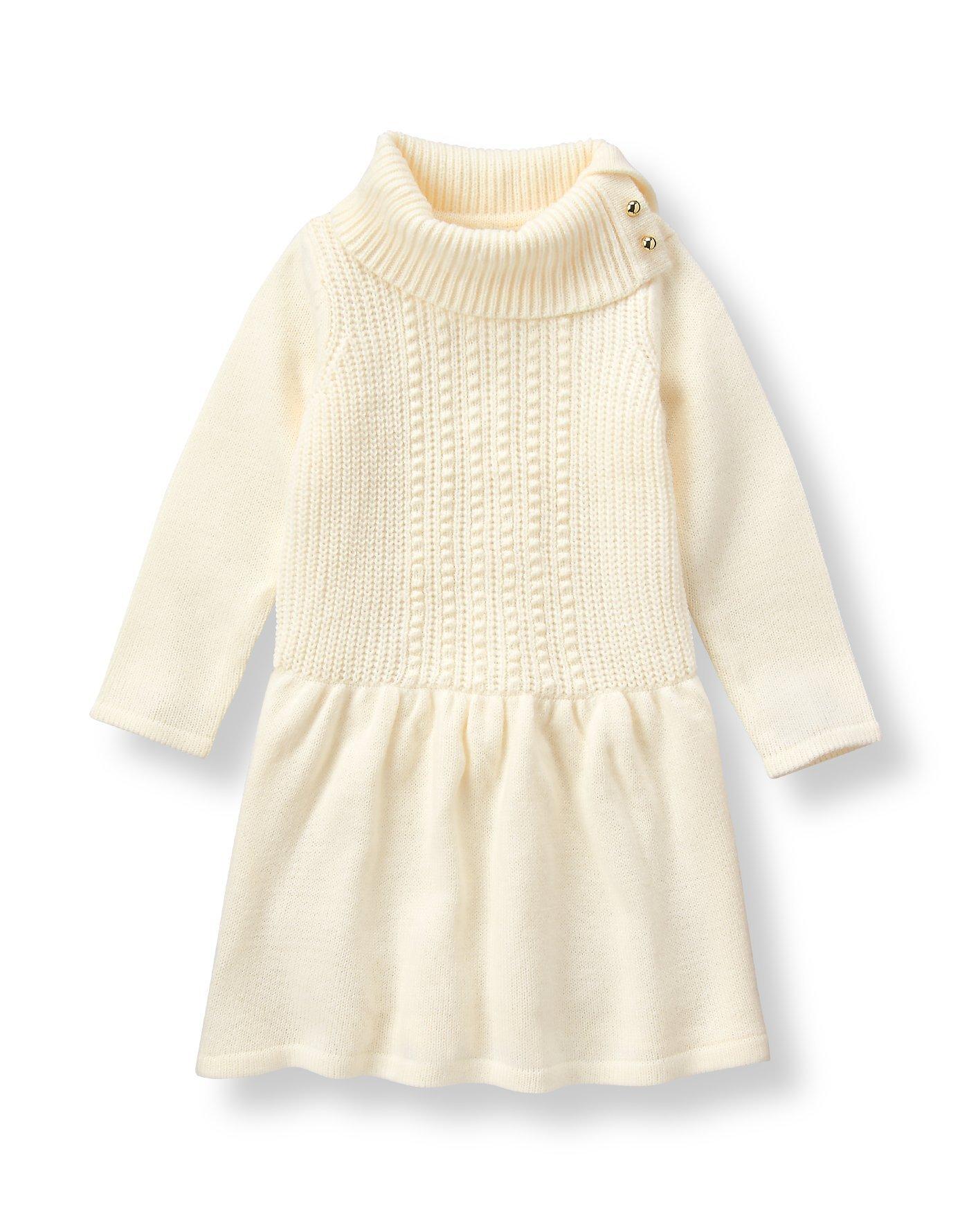 Toddler Girls Color Block Sweater Dress - Ivory