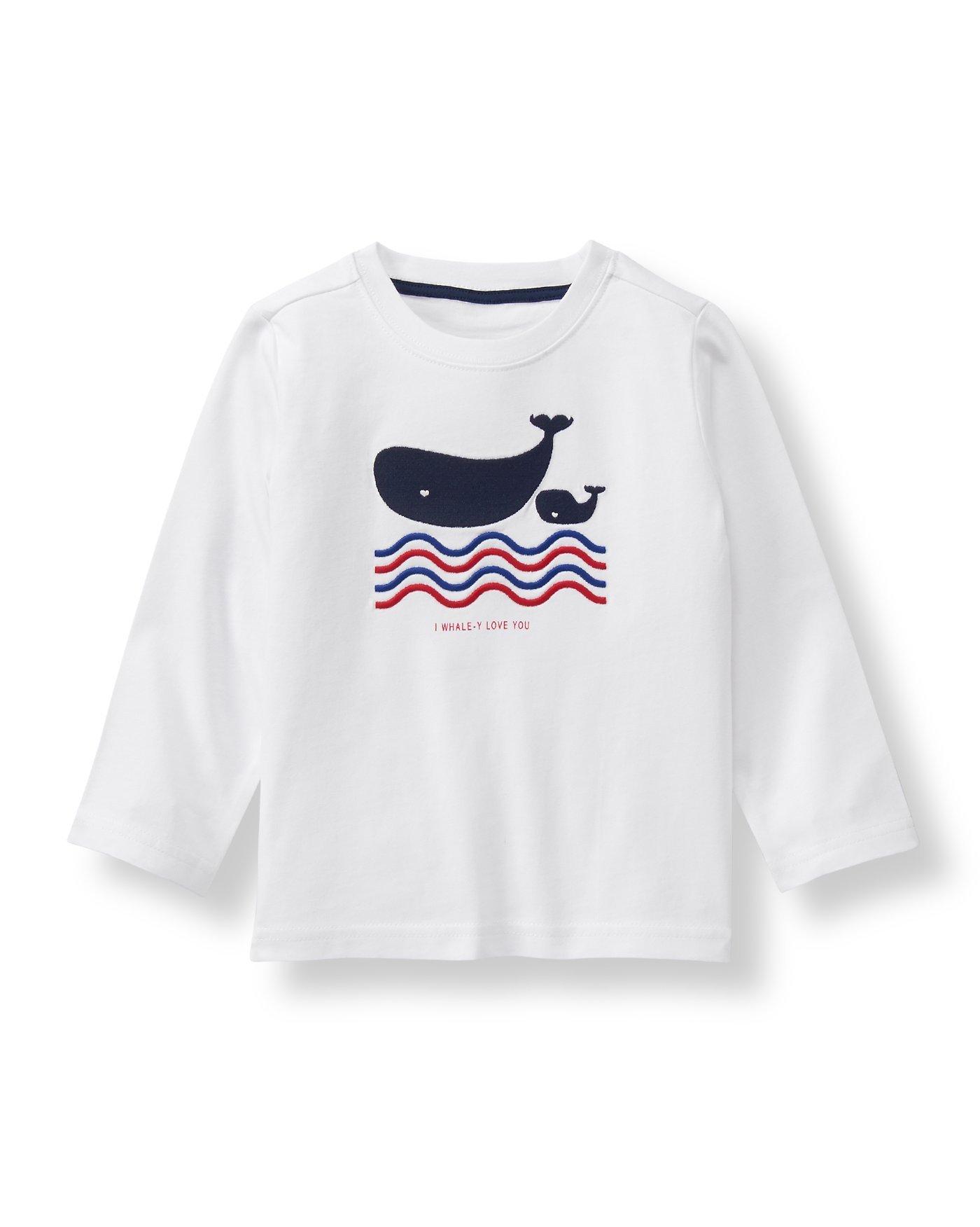 T-shirt Fille Gymboree Blanc Avec Motif Baleine - Occasion En Très Bon état (quelques Traces D'usure)
