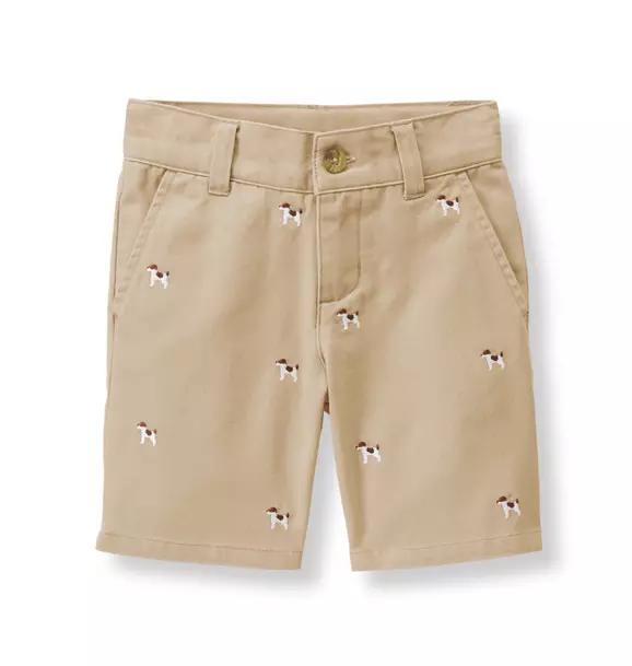 Embroidered Dog Twill Short image number 0