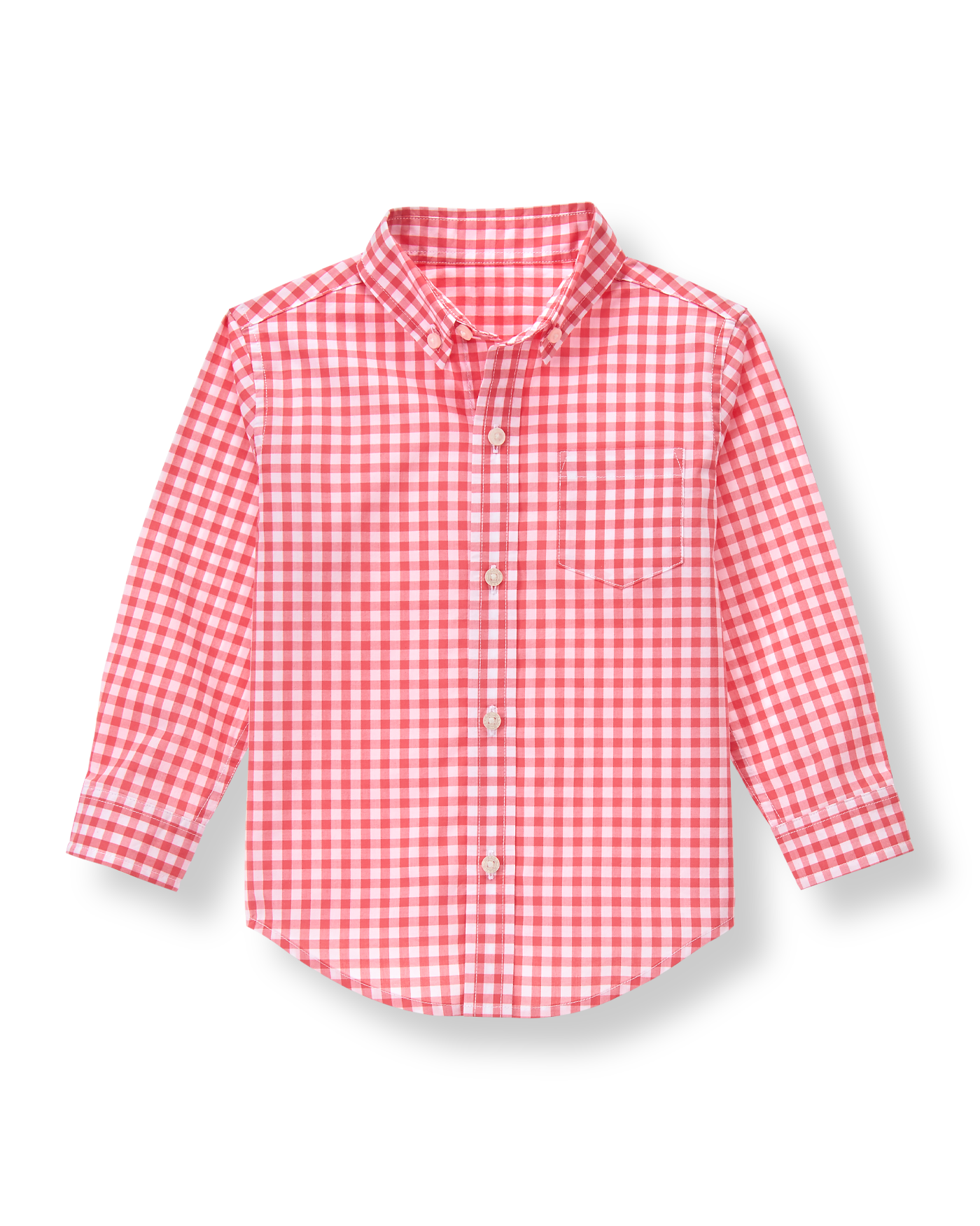 Baby Boy Coral Red Gingham Gingham Poplin Shirt at JanieandJack