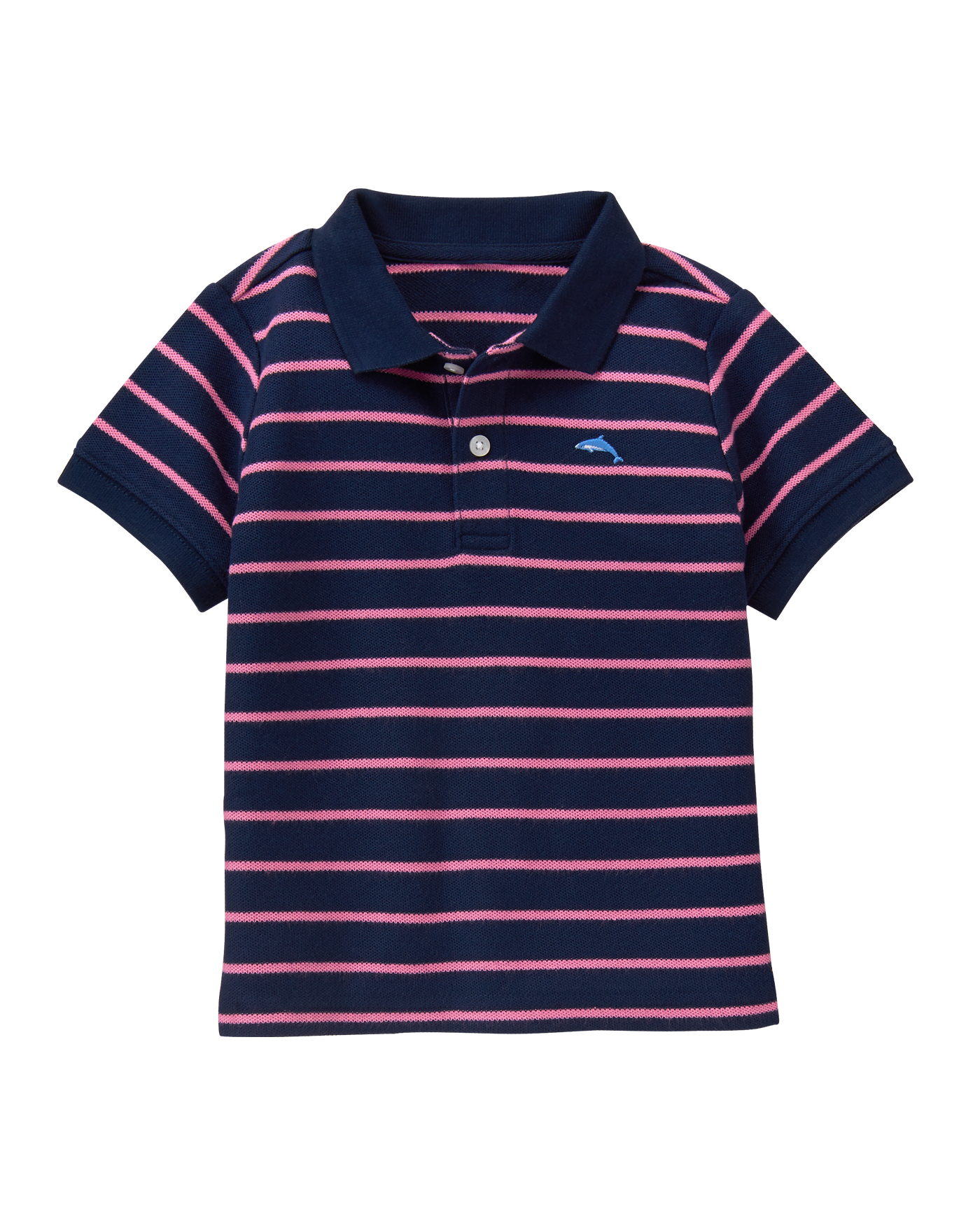 navy striped polo shirt