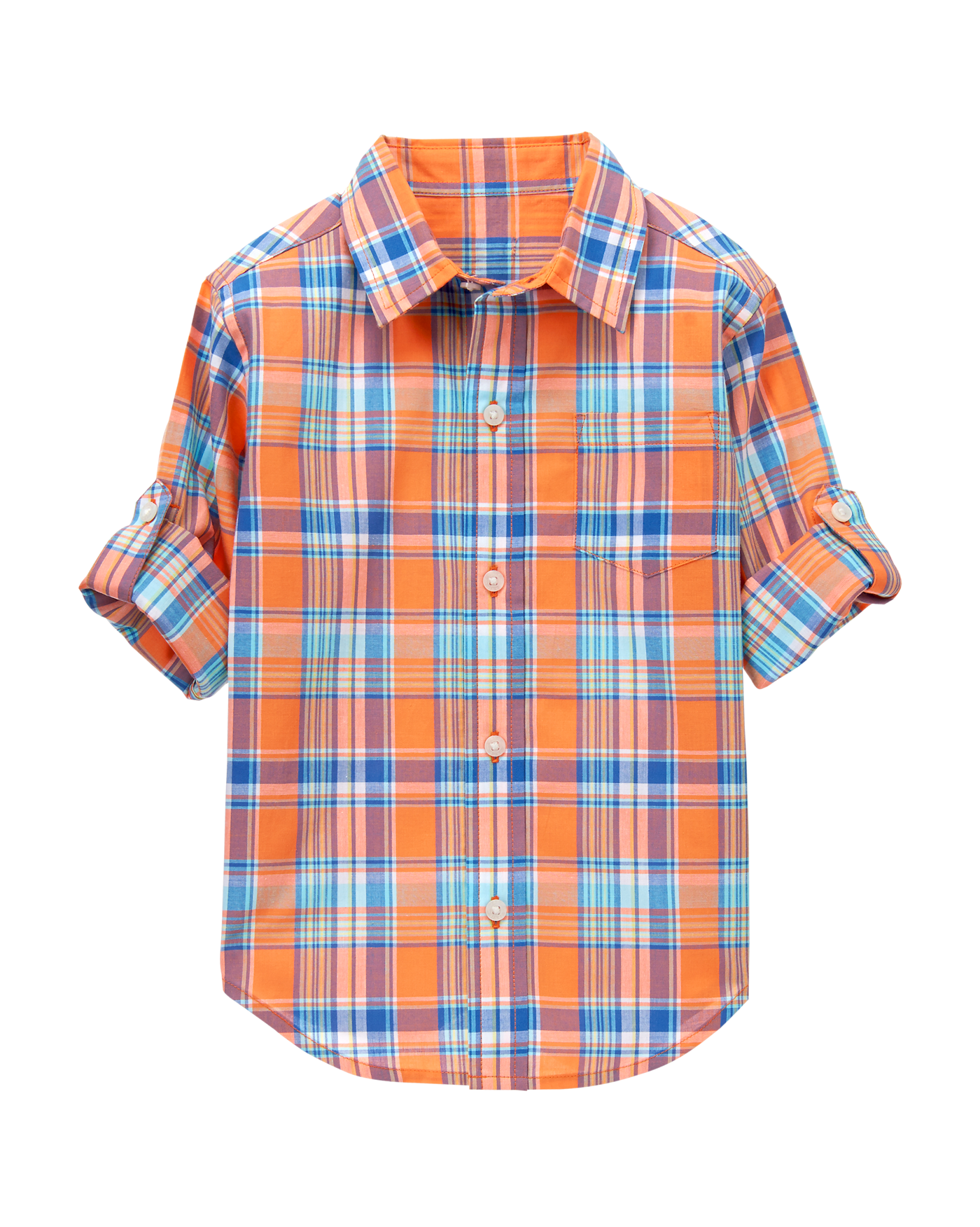 Plaid Madras Roll-Cuff Shirt image number 0