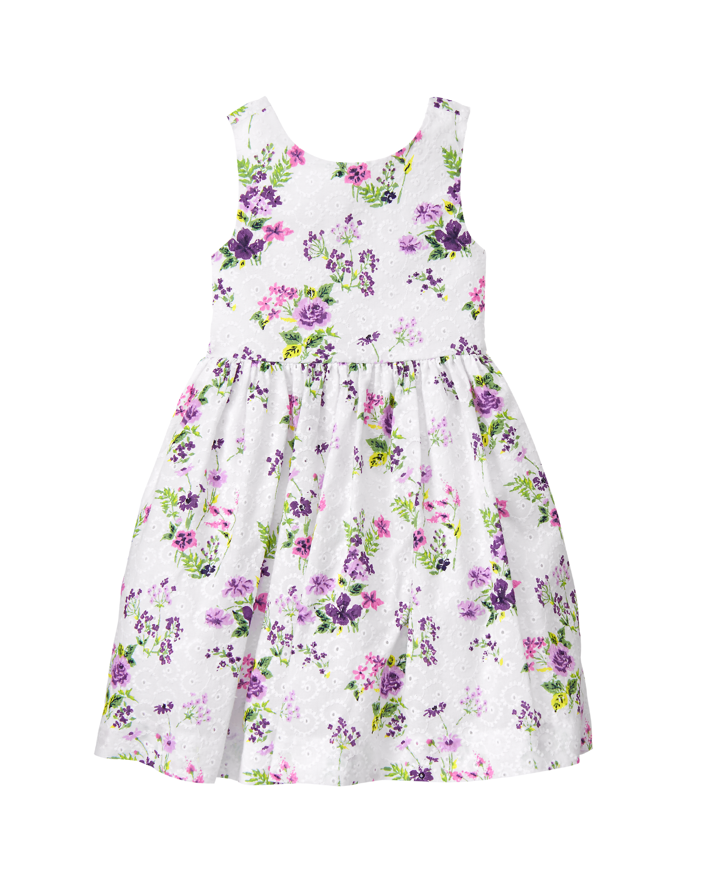 White Floral Floral Eyelet Dress at JanieandJack