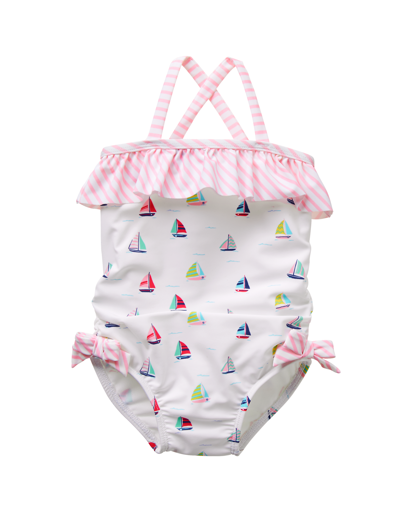 Online Exclusives White Sailboat Print Sailboat Print Swimsuit by Janie ...