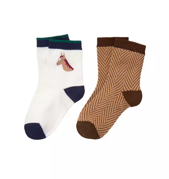 Horse & Herringbone Sock 2-Pack image number 0