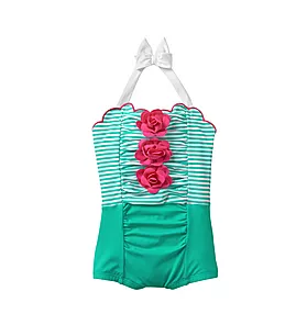 Striped Rosette Swimsuit