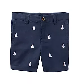 Embroidered Sailboat Short