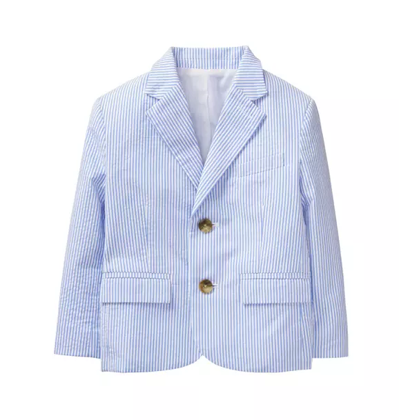 $125 NWT Janie and Jack Boys 3 Seersucker Suit Full Set Jacket Pants Easter Blue