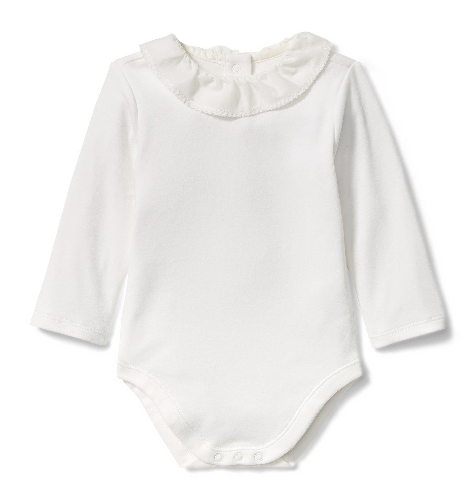 Newborn White Ruffle Collar Long Sleeve Bodysuit by Janie and Jack