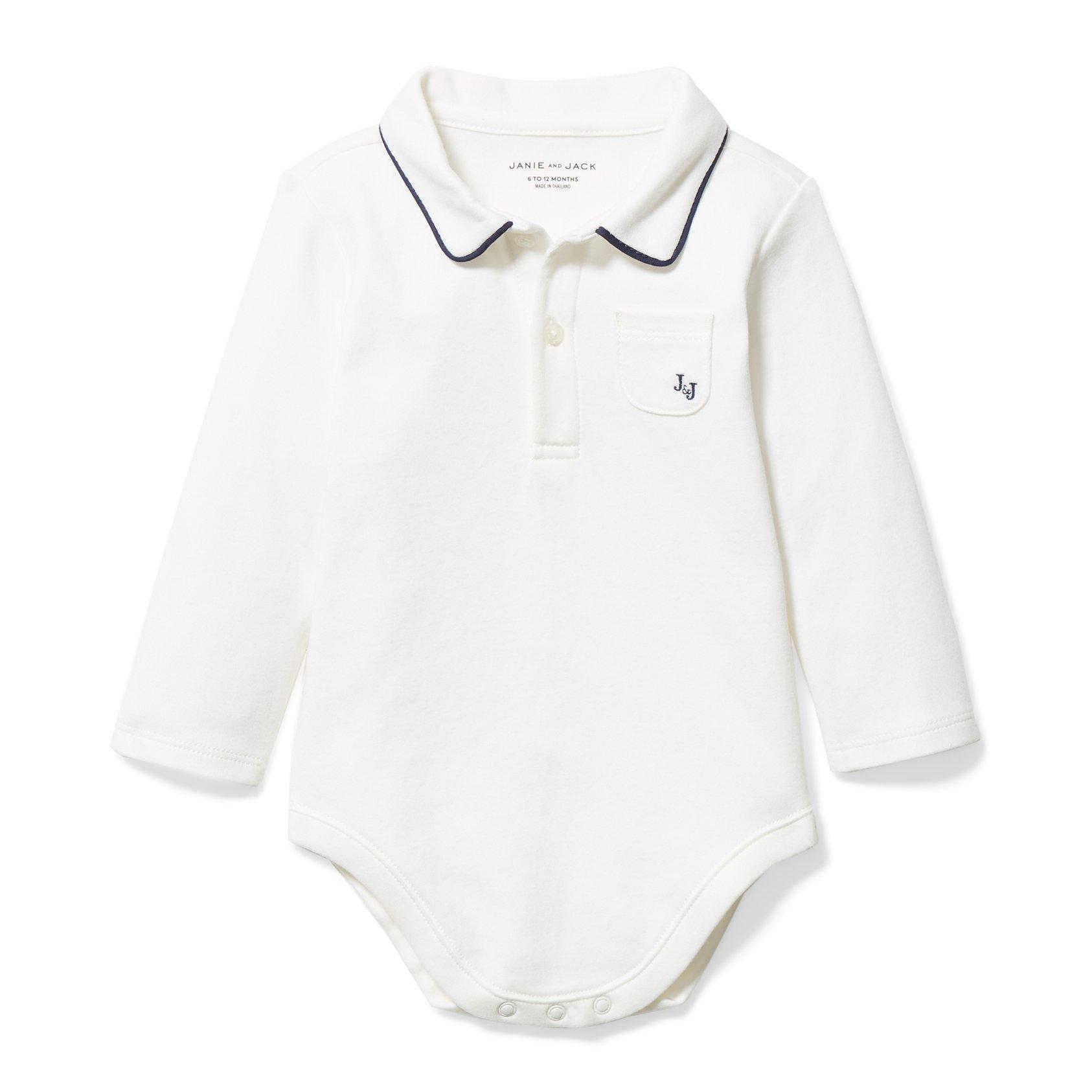 Newborn Jet Ivory Baby Polo Bodysuit by Janie and Jack