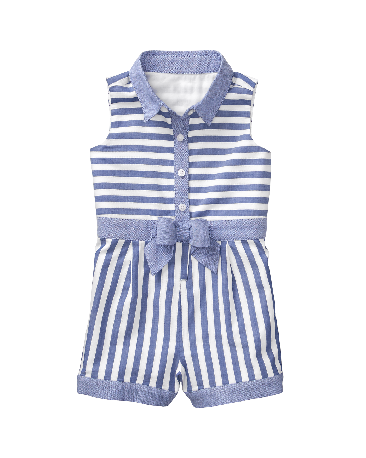 Striped Oxford Romper image number 0