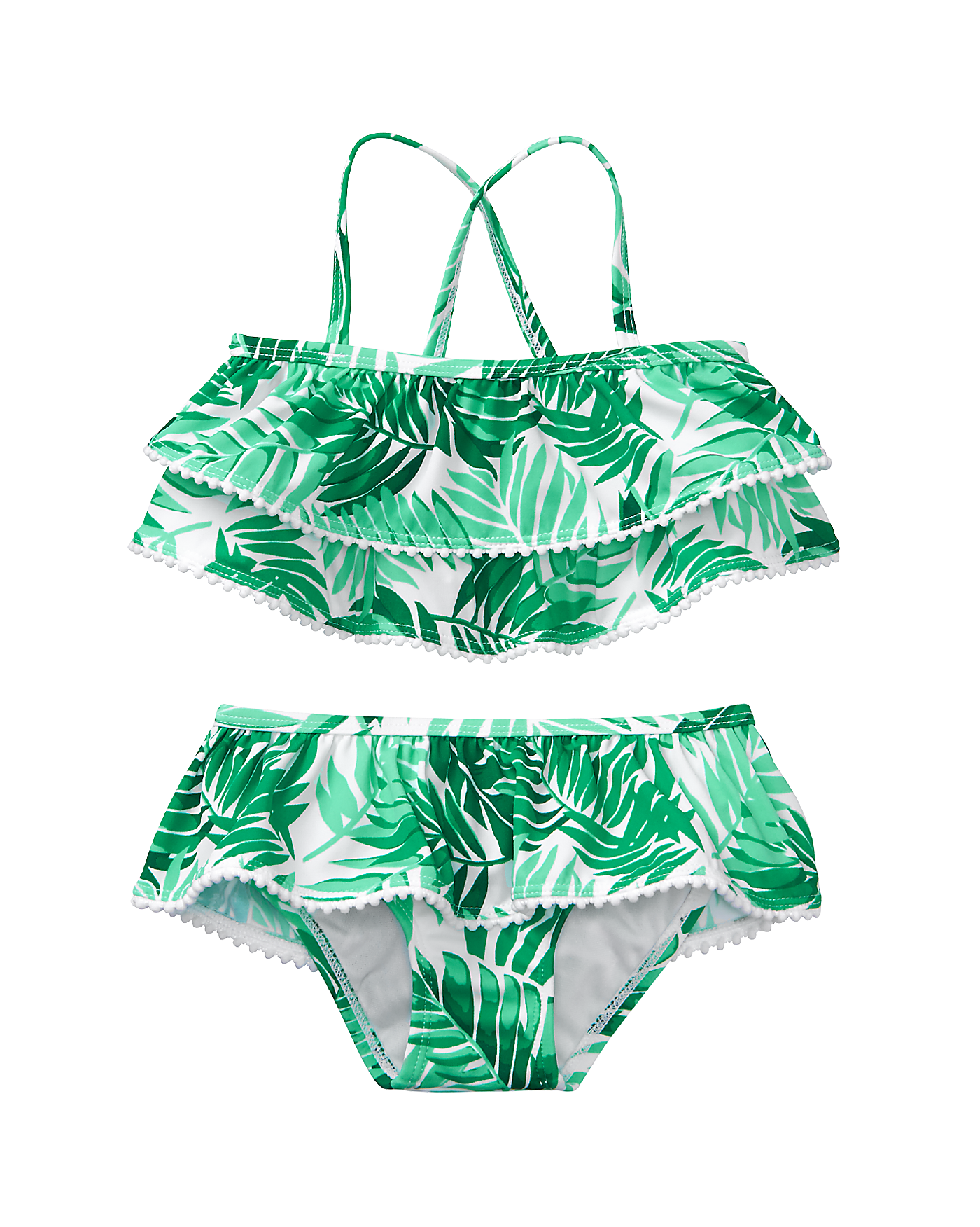 Palm Ruffle 2-Piece Swimsuit
