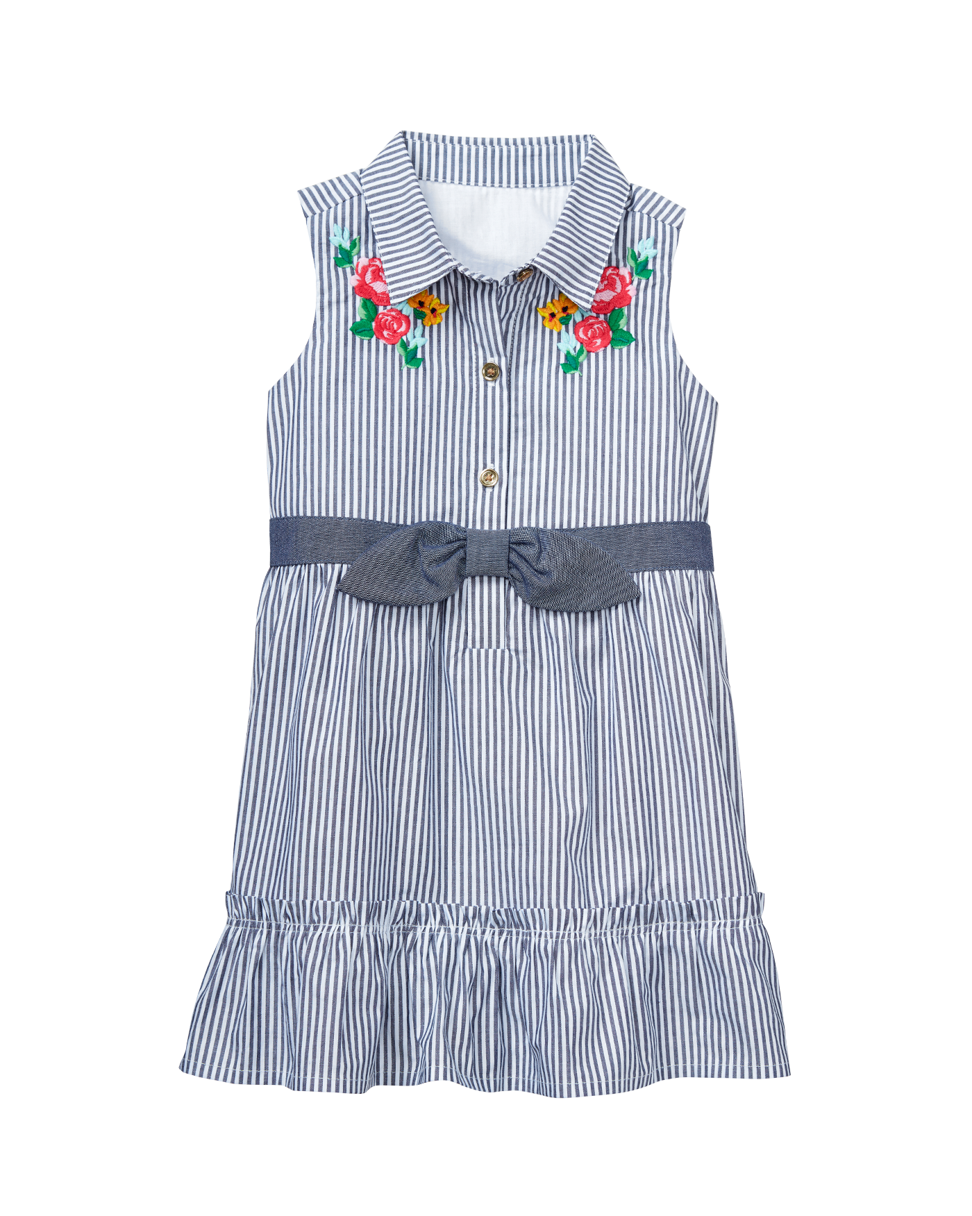 Embroidered Striped Shirtdress image number 0