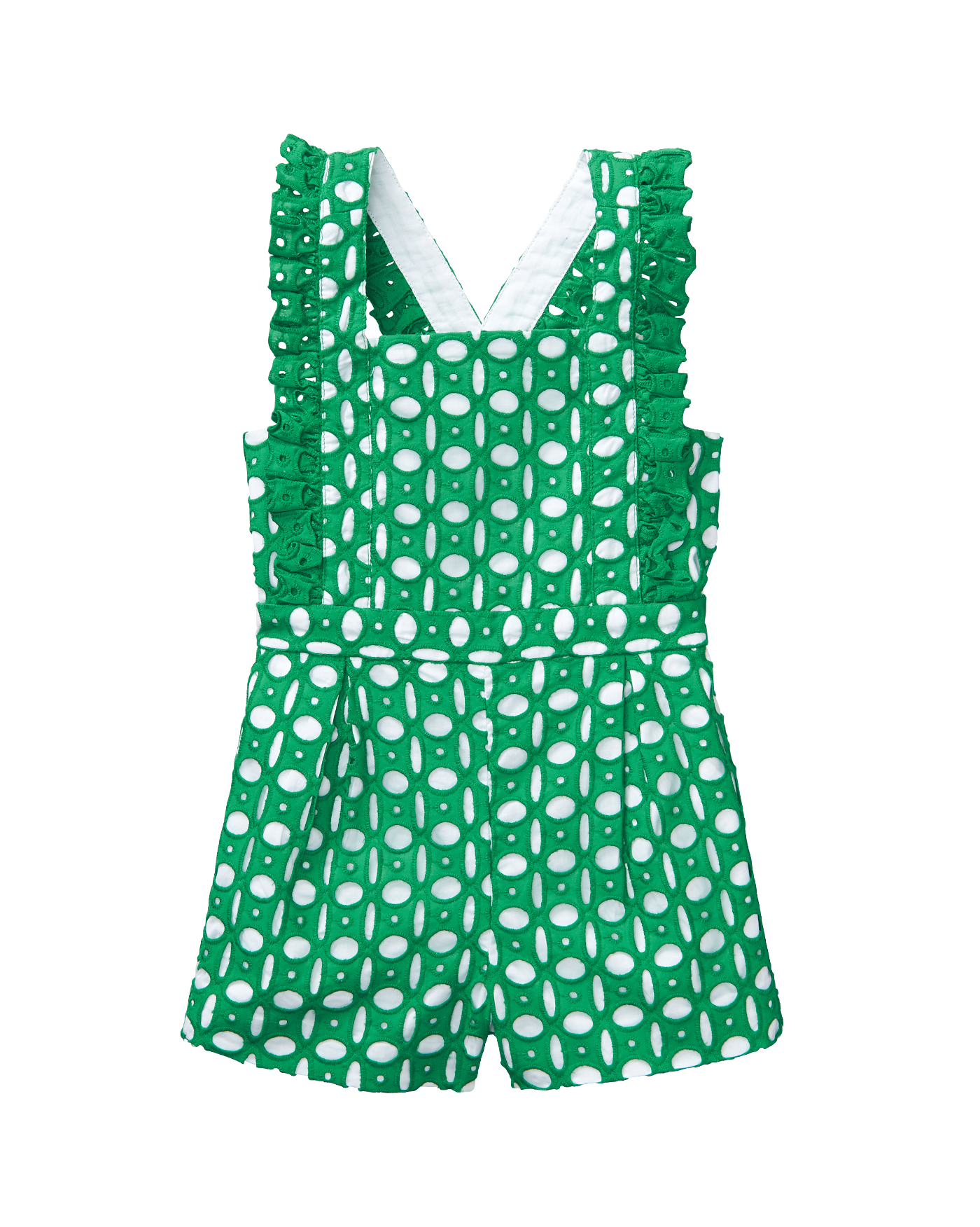 Girl Shamrock Green Eyelet Romper by 