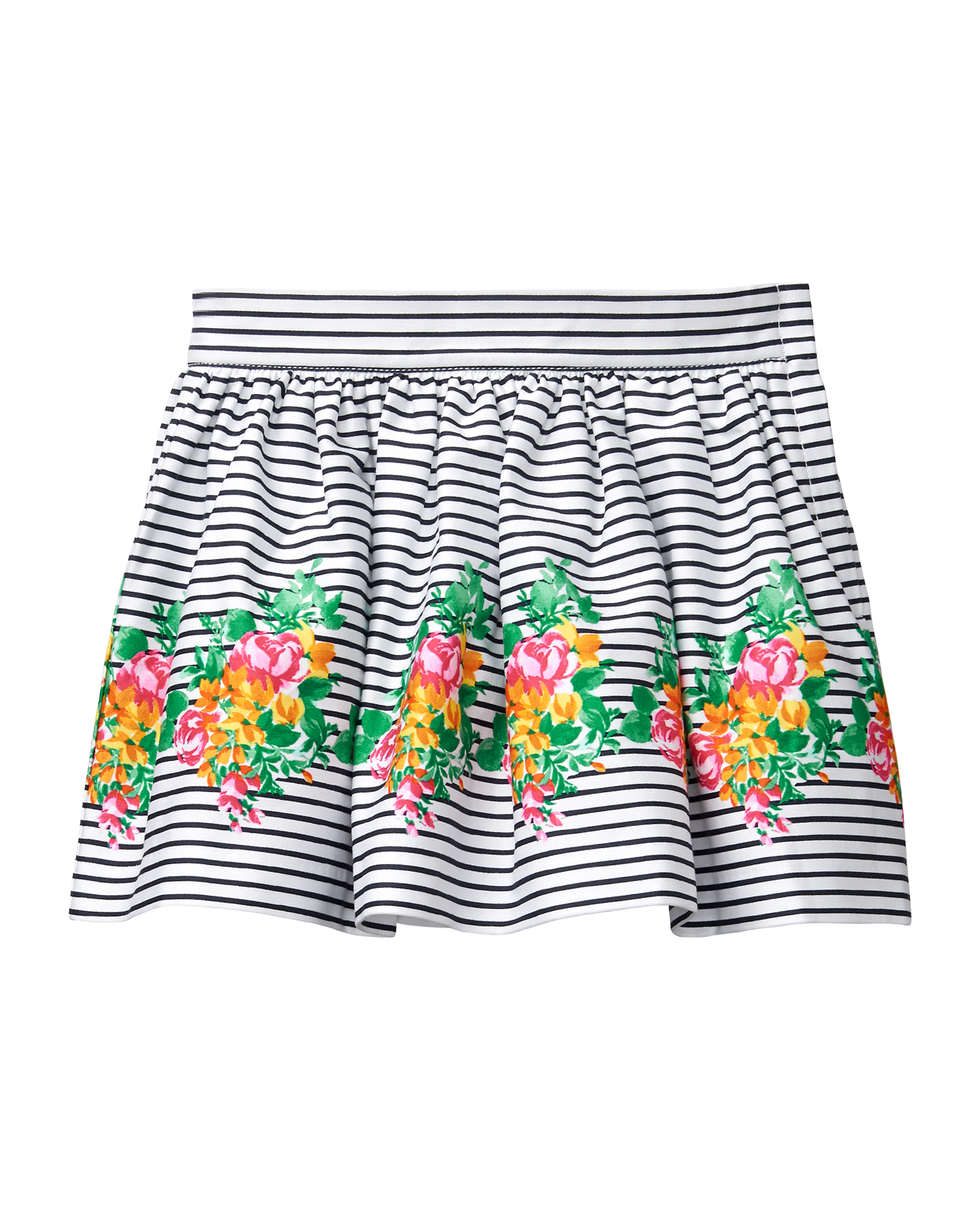 Striped Floral Border Skirt  image number 0