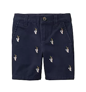 Embroidered Twill Short