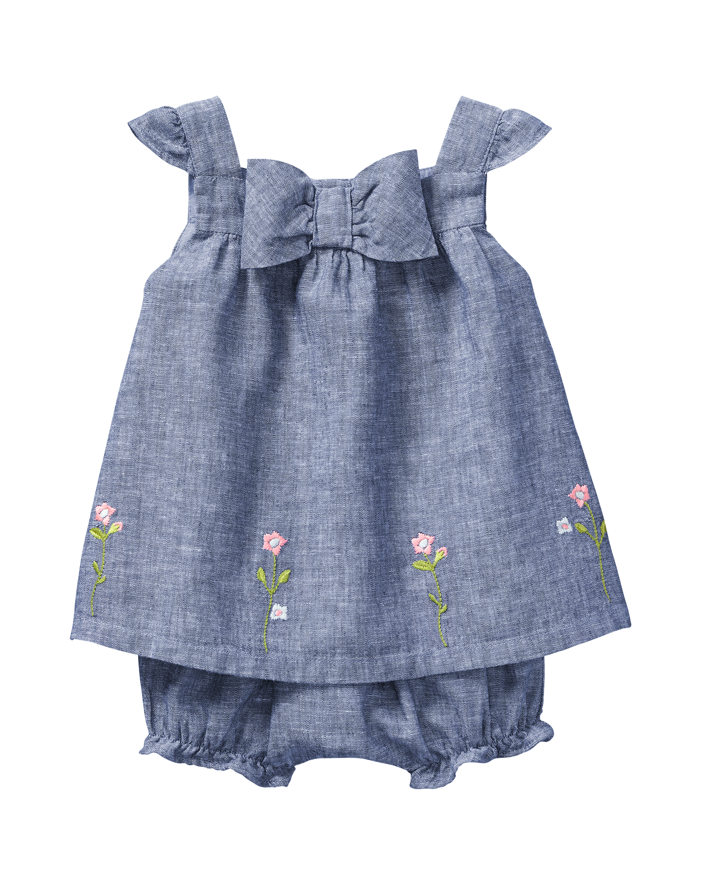 Embroidered Chambray Set