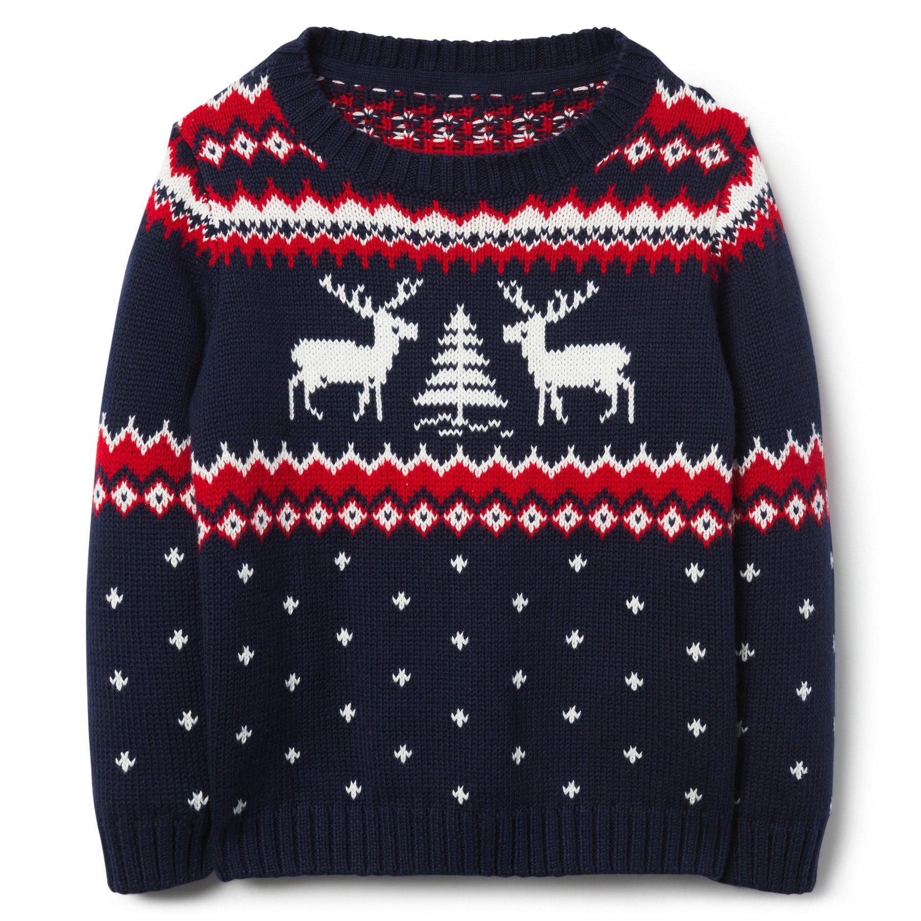 Boy Navy Reindeer Crewneck Sweater by Janie and Jack